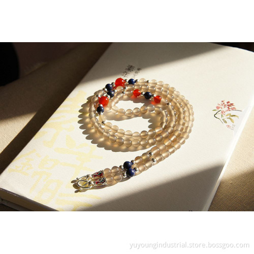 Natural Grey Agate Chalcedony Fashion Jewelry Crystal Necklace (XL2201)